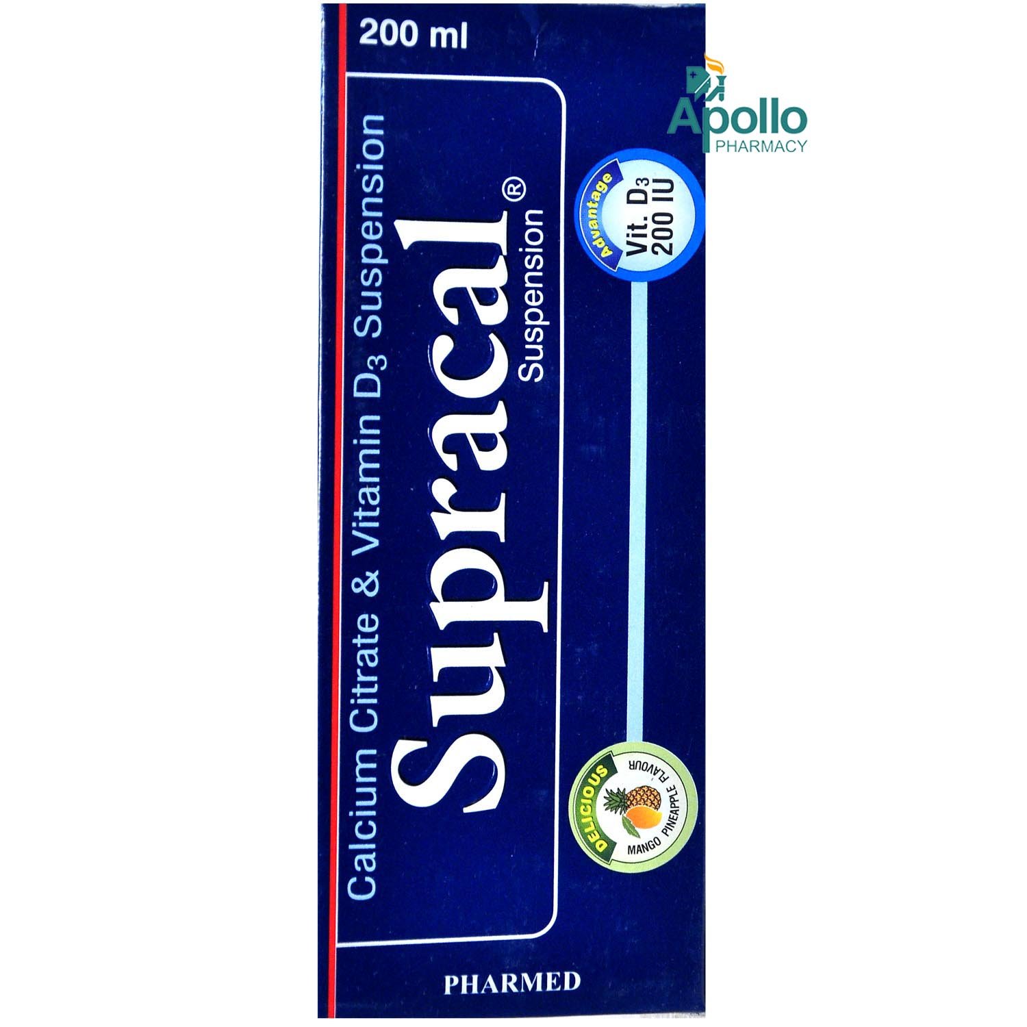 Supracal Mango Pineapple Flavour Suspension 200 ml, Pack of 1 Supracal Mango Pineapple Flavour Suspension 200 ml, Pack of 1
