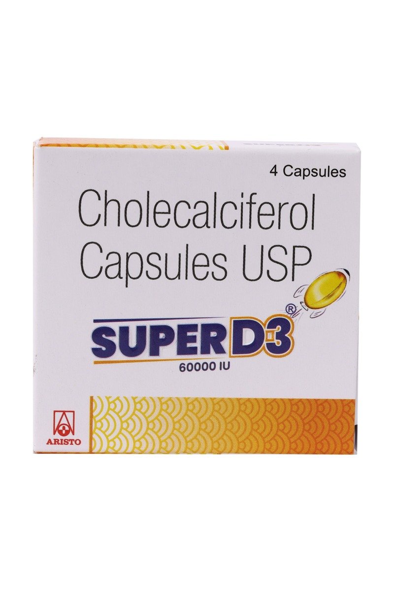 Super D3 60000IU Chewable Tablet 4's, Pack of 4 Super D3 60000IU Chewable Tablet 4's, Pack of 4