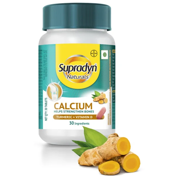 Supradyn Naturals Calcium with Turmeric + Vitamin D For Men & Women, 30 Tablets
