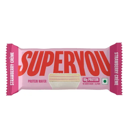 Superyou Strawberry Creme Protein Wafer 40 gm, (No Added Sugar)