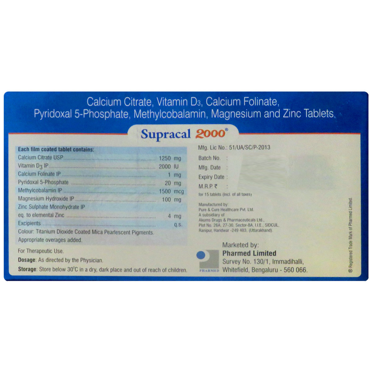 Supracal 2000 Tablet 15's, Pack of 15 Supracal 2000 Tablet 15's, Pack of 15