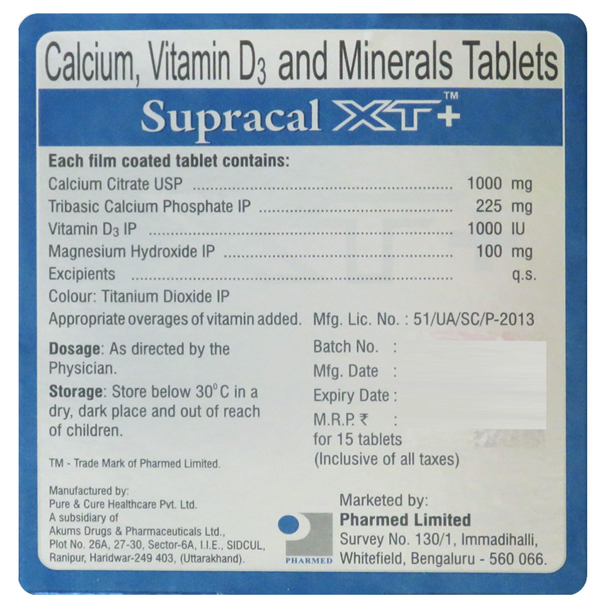 Supracal XT Plus Tablet 15's, Pack of 15 Supracal XT Plus Tablet 15's, Pack of 15