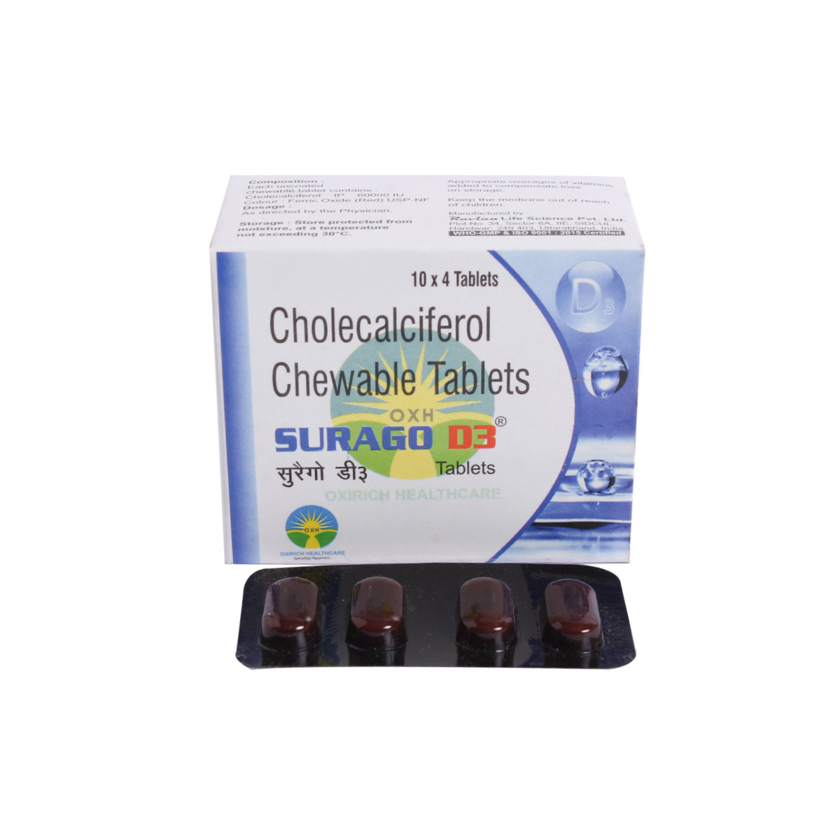 Surago D3 60K Chewable Tablet 4's, Pack of 4 Surago D3 60K Chewable Tablet 4's, Pack of 4