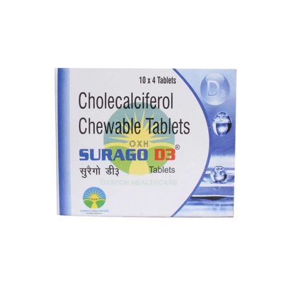 Surago D3 60K Chewable Tablet 4's, Pack of 4 TabletS