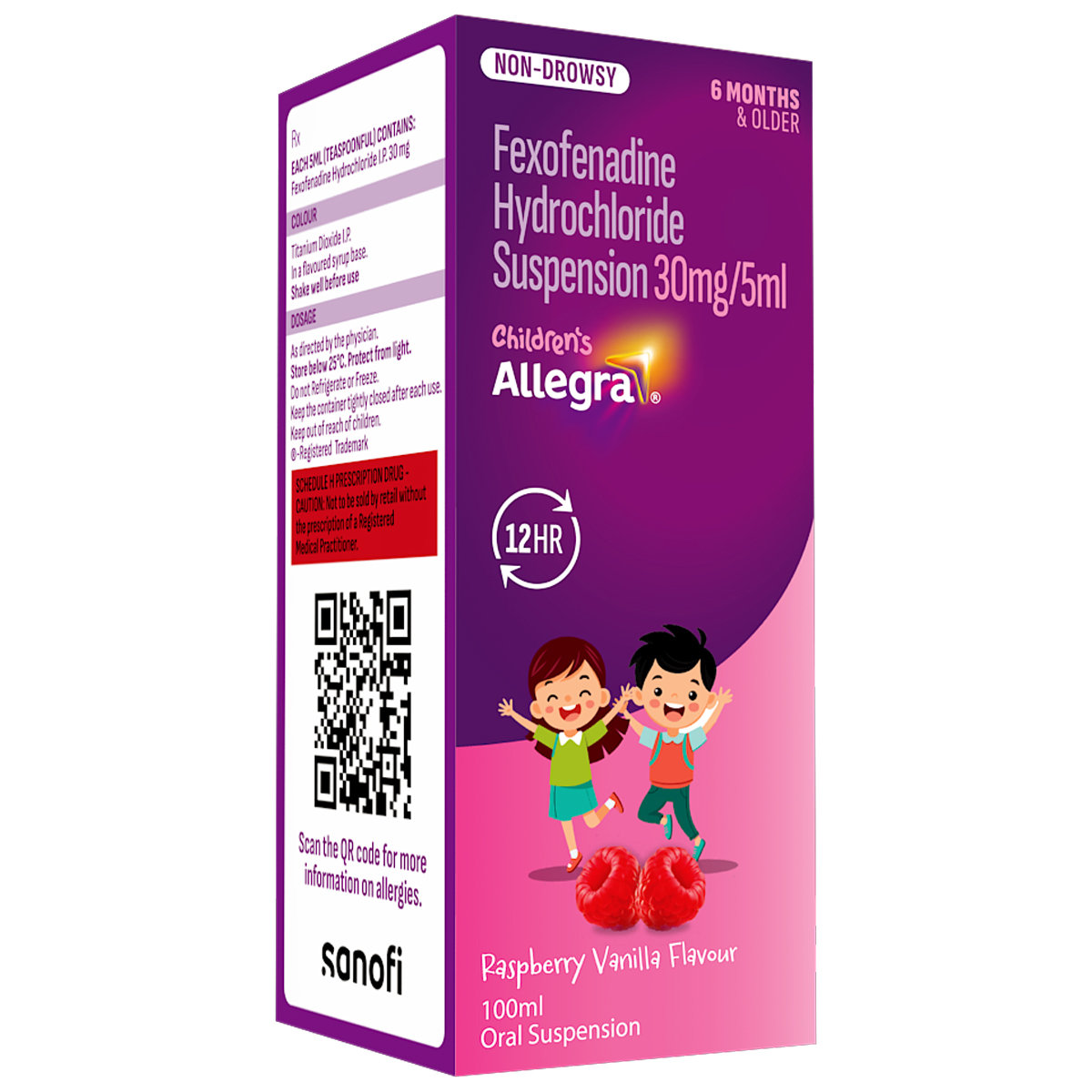 Allegra Raspberry Vanilla Flavour Oral Suspension 100 ml, Pack of 1 Allegra Raspberry Vanilla Flavour Oral Suspension 100 ml, Pack of 1