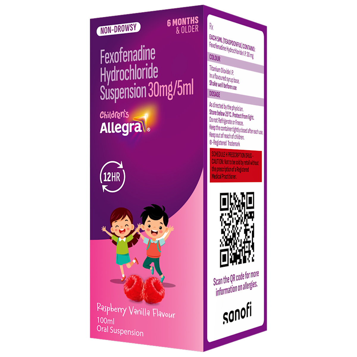 Allegra Raspberry Vanilla Flavour Oral Suspension 100 ml, Pack of 1 Allegra Raspberry Vanilla Flavour Oral Suspension 100 ml, Pack of 1