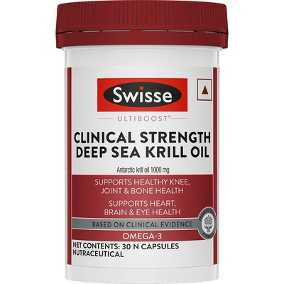 Swisse Ultiboost Clinical Strength Deep Sea Krill Oil 1000mg, 30 Capsules, Pack of 1