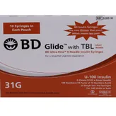 BD Insulin Syringes with BD Ultra-Fine Needle 100U 31G 6MM, 10 Count, Pack of 10
