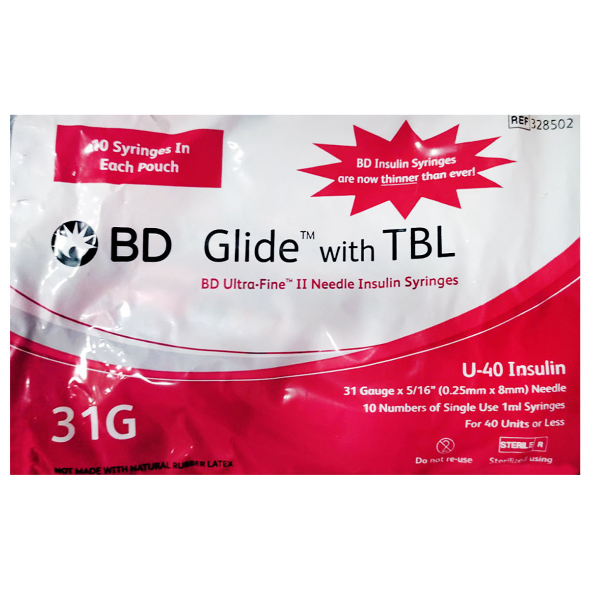 Buy BD Insulin Syringes with BD Ultra-Fine Needle 40U 31G 8MM, 10 Count Online
