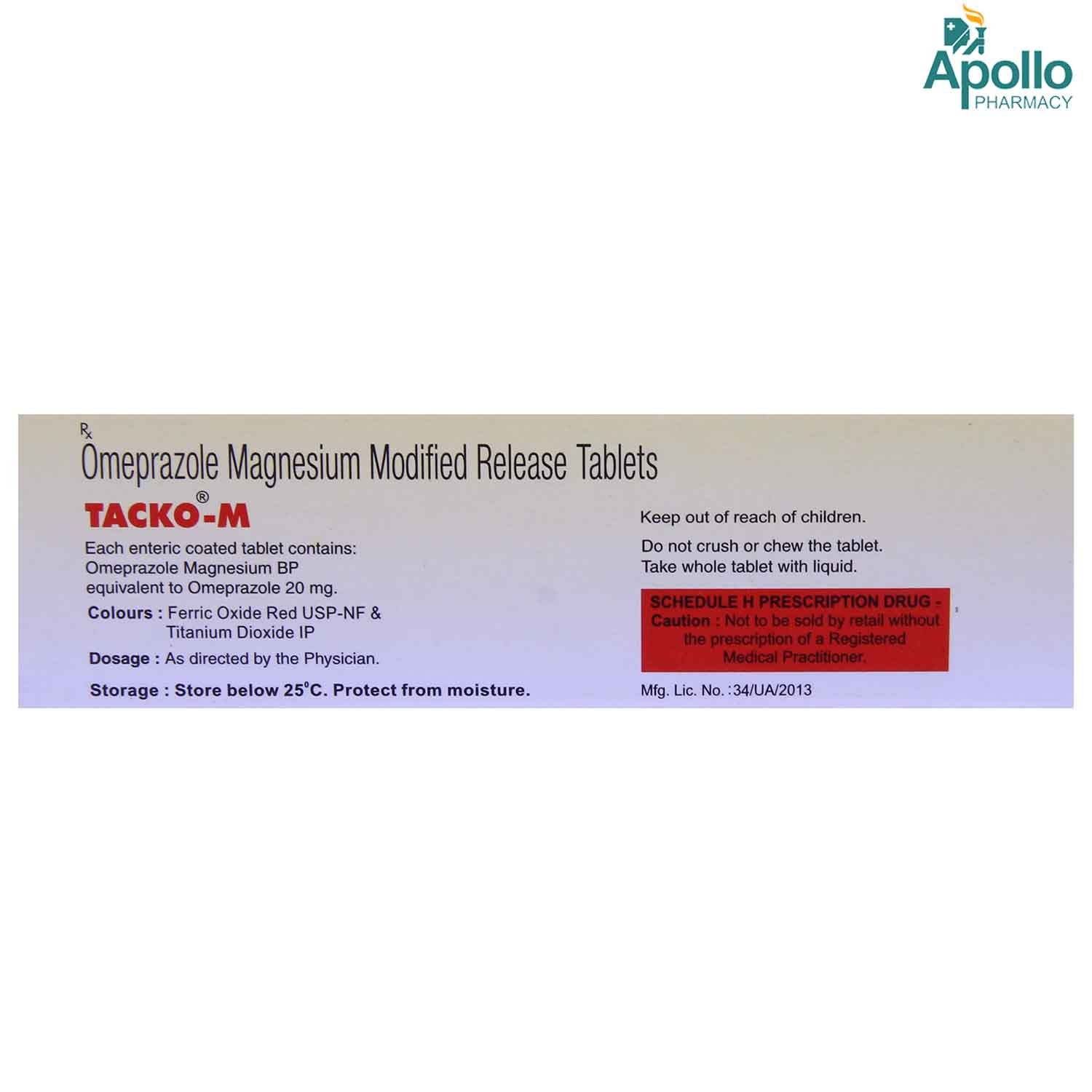 Tacko M 20 mg Tablet 10's, Pack of 10 TabletS Tacko M 20 mg Tablet 10's, Pack of 10 TabletS