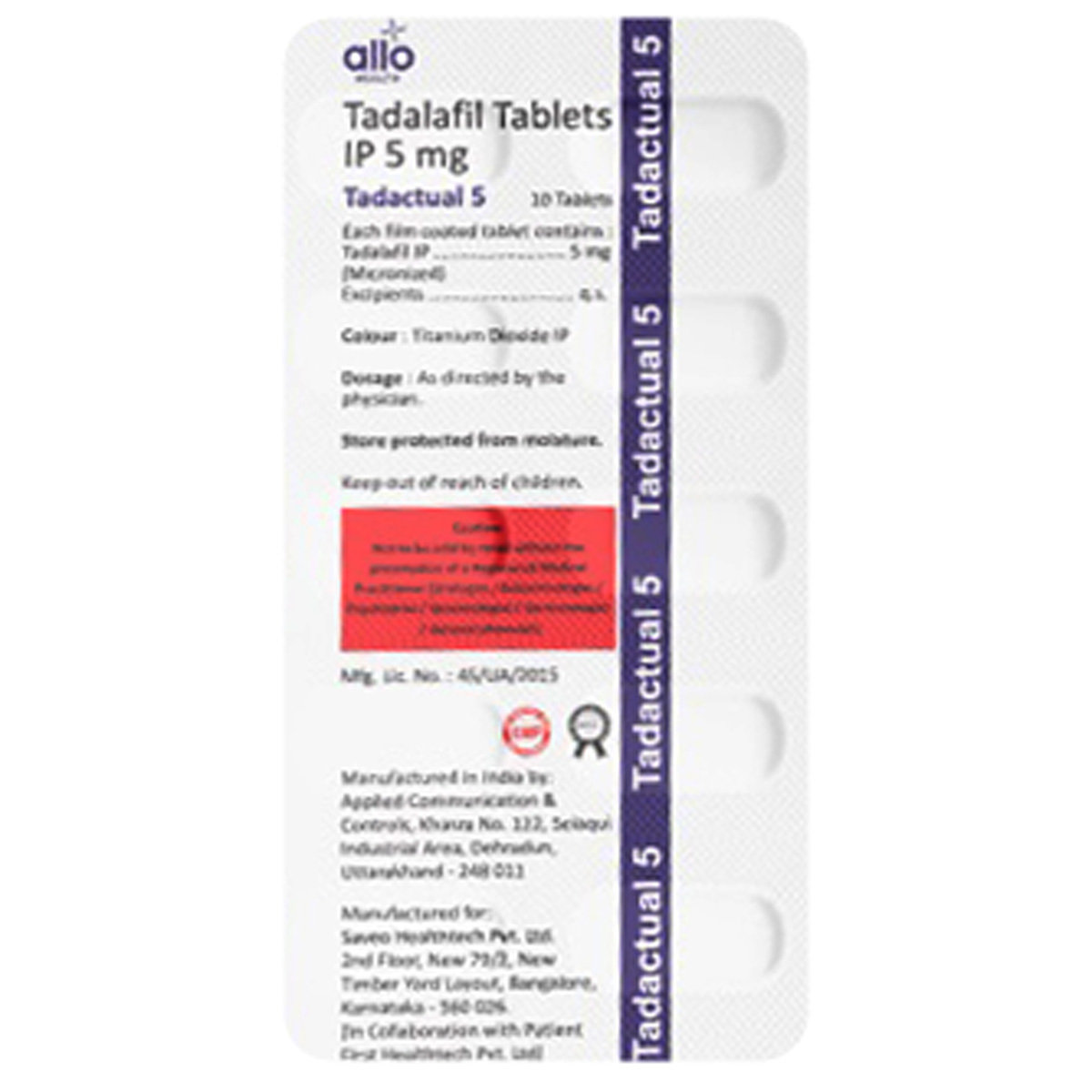 Tadactual 5 Tablet 10's, Pack of 10 TABLETS Tadactual 5 Tablet 10's, Pack of 10 TABLETS