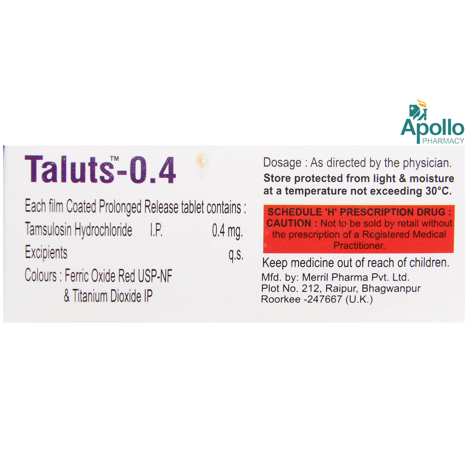 Taluts-0.4Mg Pr Tablet 10'S, Pack of 10 TabletS Taluts-0.4Mg Pr Tablet 10'S, Pack of 10 TabletS