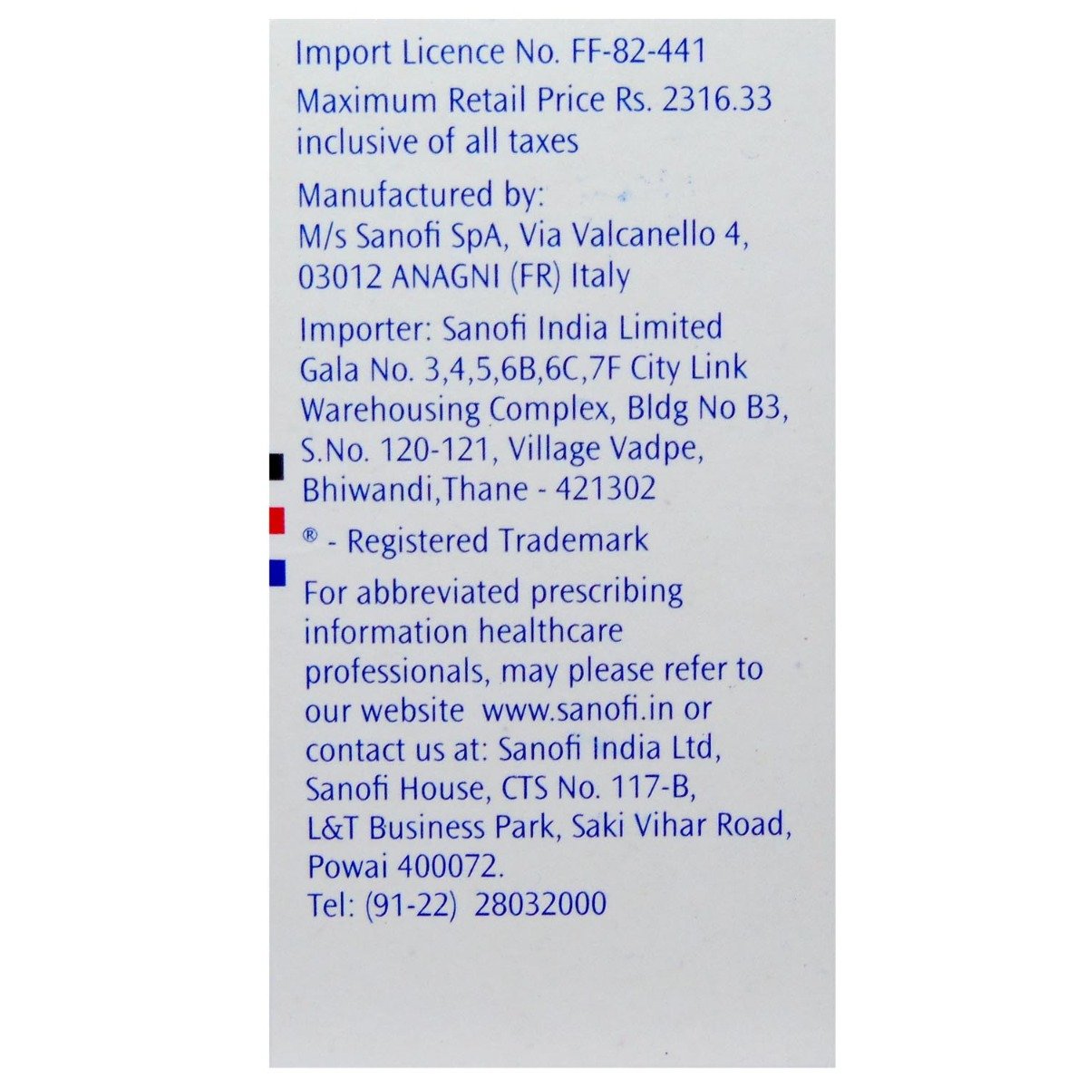Targocid 400 mg Injection, Pack of 1 INJECTION Targocid 400 mg Injection, Pack of 1 INJECTION