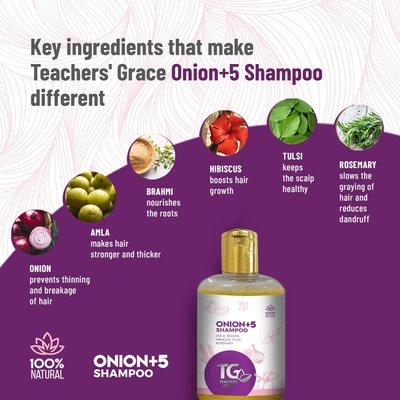 Teachers’ Grace Onion+5 Shampoo, 250 ml, Pack of 1