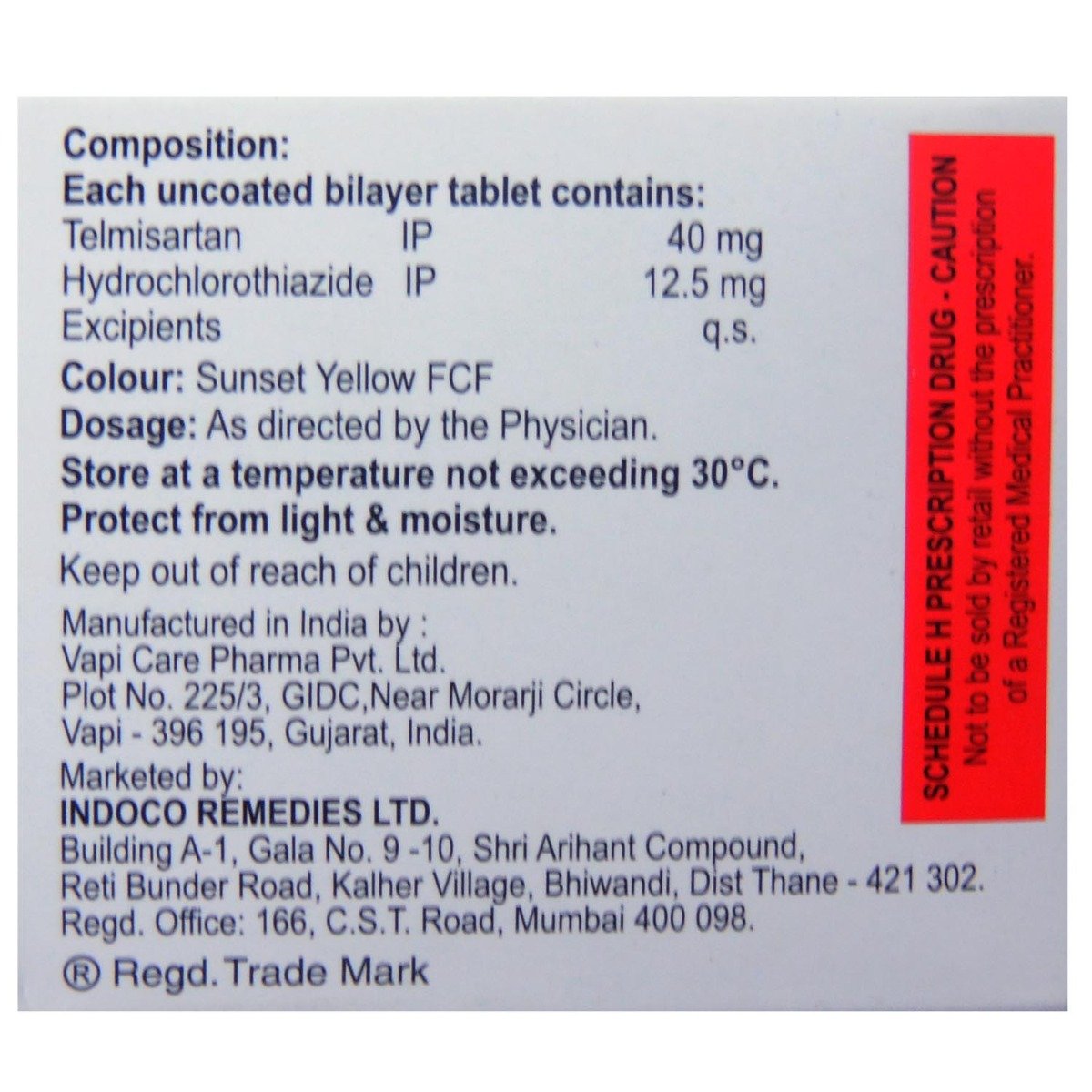 Telmichek-H Tablet 10's, Pack of 10 Telmichek-H Tablet 10's, Pack of 10