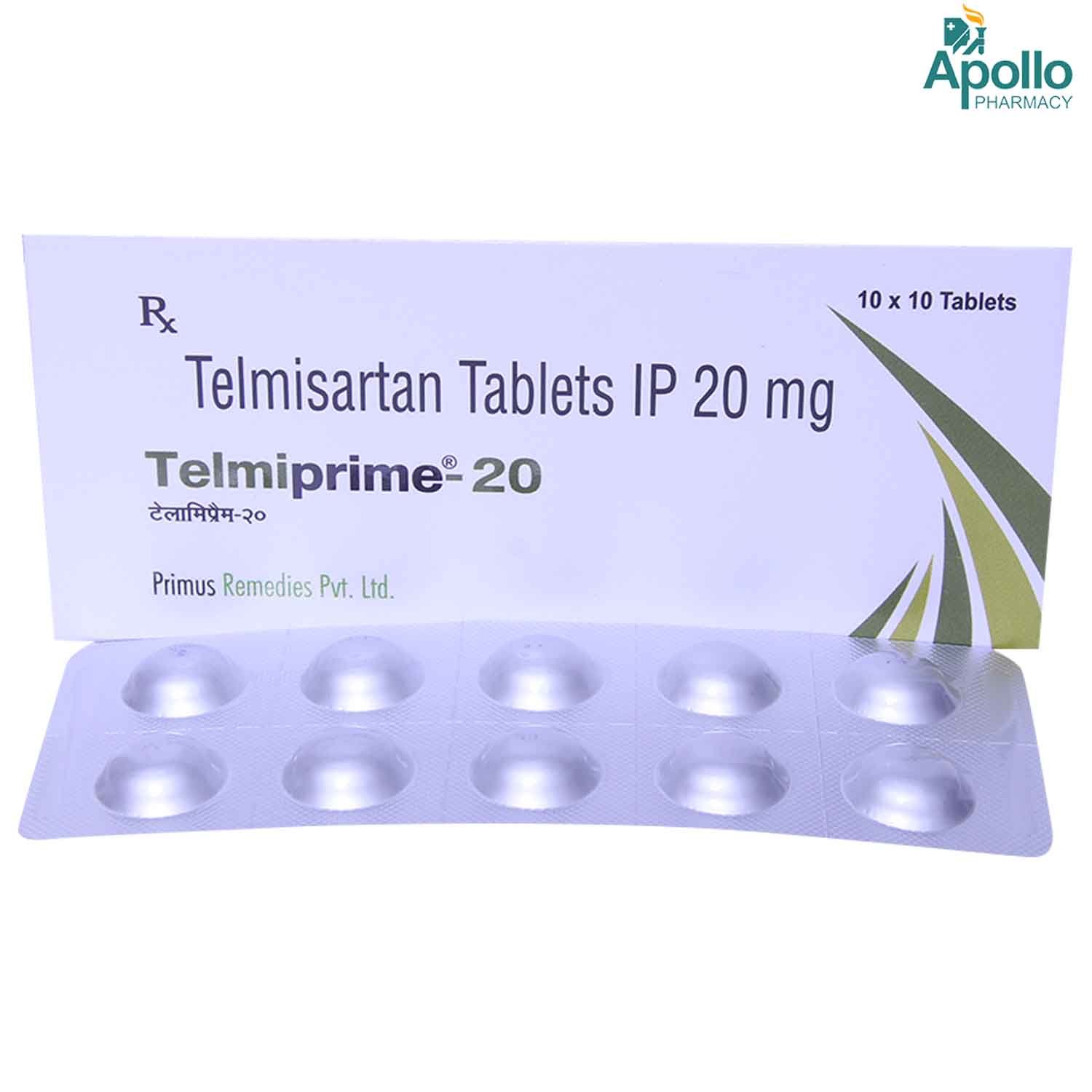 Telmiprime-20 Tablet 10's, Pack of 10 TABLETS Telmiprime-20 Tablet 10's, Pack of 10 TABLETS