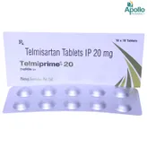 Telmiprime-20 Tablet 10's, Pack of 10 TABLETS