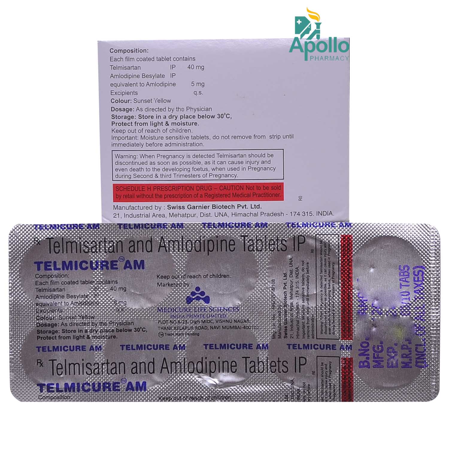 Telmicure AM Tablet 10's, Pack of 10 Telmicure AM Tablet 10's, Pack of 10