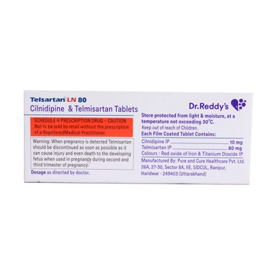 Telsartan-LN 80 mg/10 mg Tablet 10's, Pack of 10 TabletS