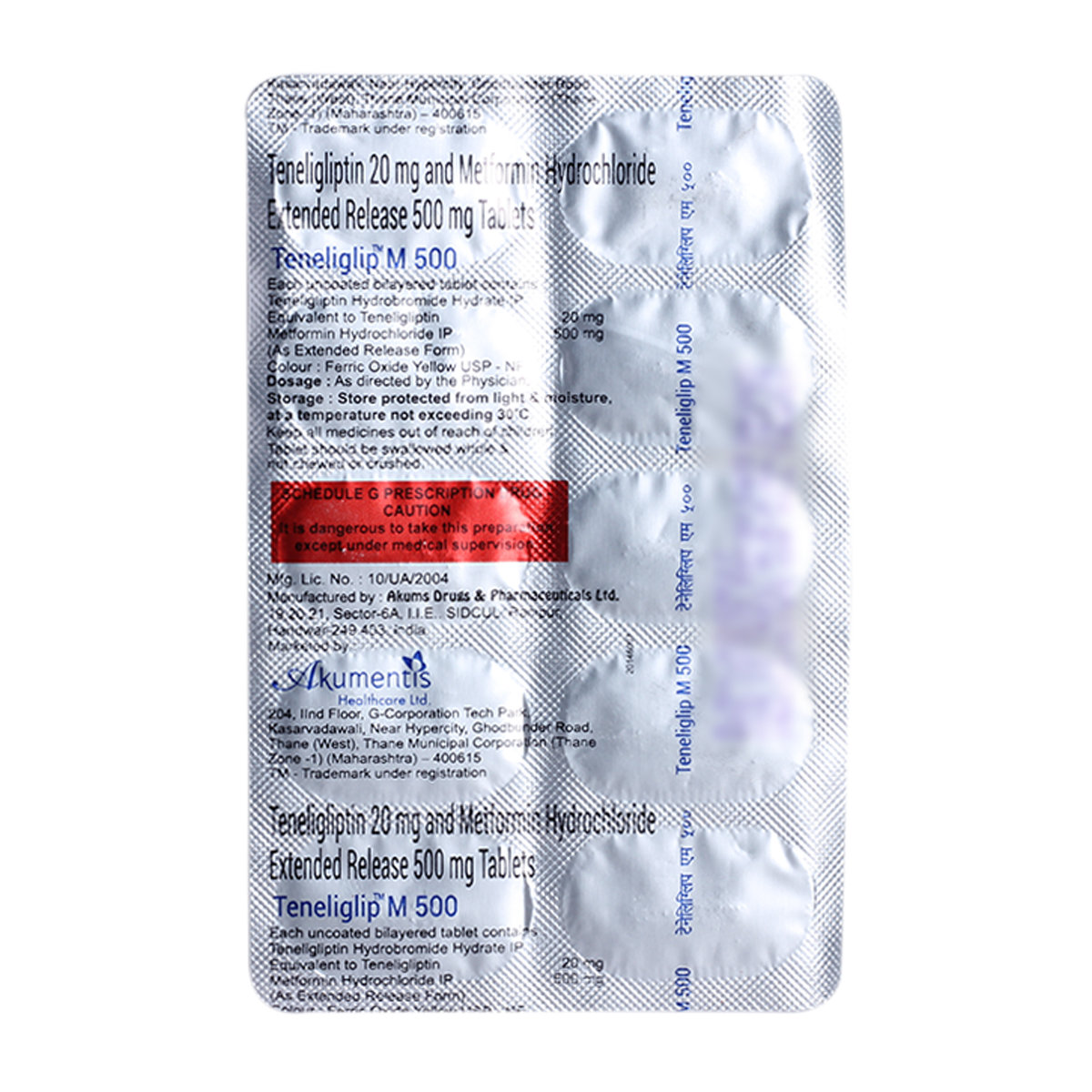 Teneliglip M 500 Tablet 10's, Pack of 10 TABLETS Teneliglip M 500 Tablet 10's, Pack of 10 TABLETS