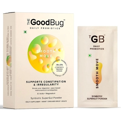 The Good Bug Smooth Move Synbiotic Supergut Powder for Constipation &amp; Irregularity, 4 gm x 15 Sachets, Pack of 1