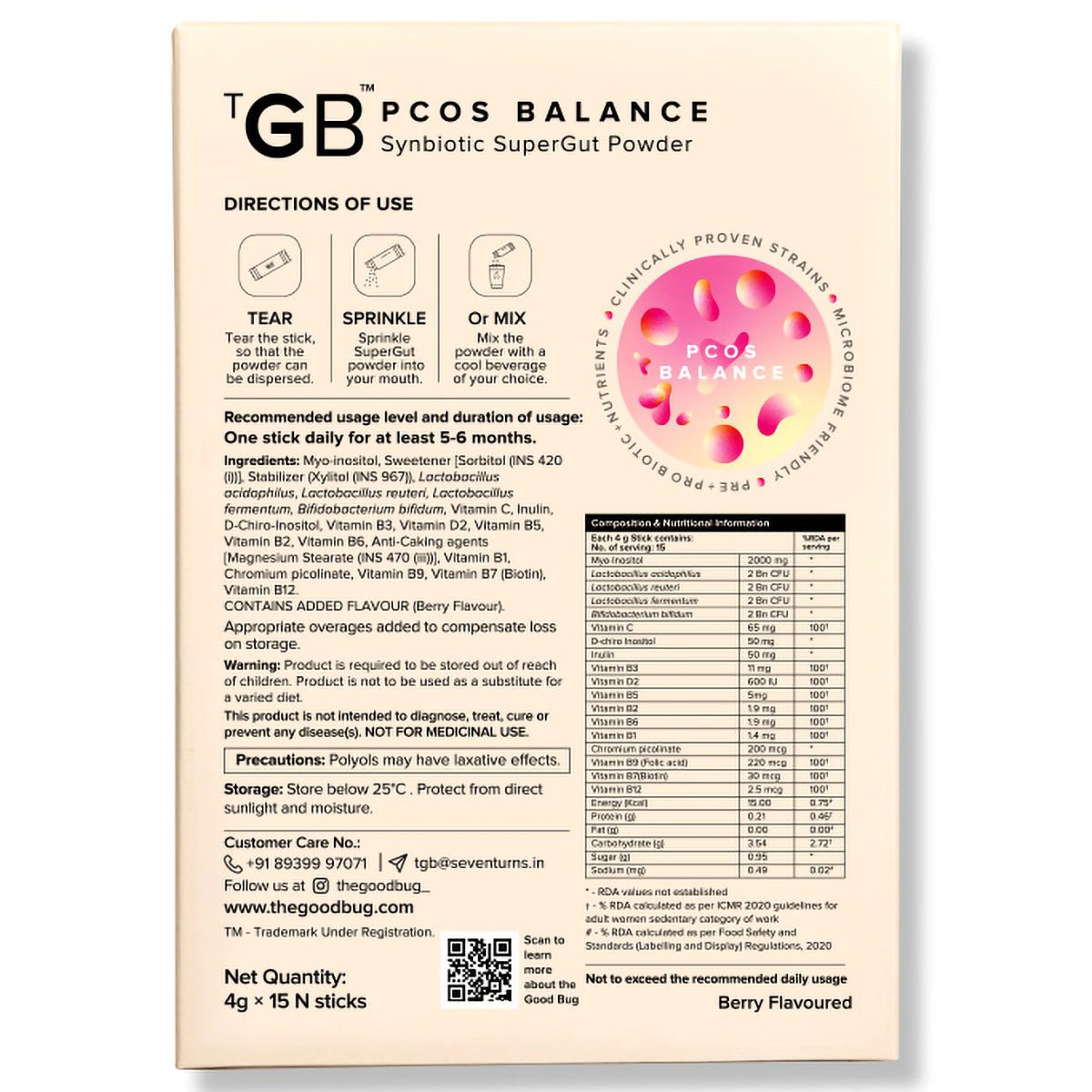 The Good Bug PCOS Balance Synbiotic Supergut Powder for Women, 4 gm x 15 Sachets - Helps Reduce PCOS Symptoms, Pack of 1 The Good Bug PCOS Balance Synbiotic Supergut Powder for Women, 4 gm x 15 Sachets - Helps Reduce PCOS Symptoms, Pack of 1