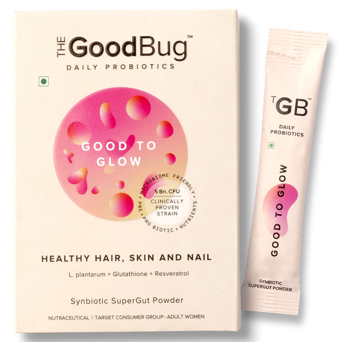 The Good Bug Good To Glow Synbiotic Supergut Powder for Healthy Hair, Skin & Nail, 3 gm x 15 Sachets, Pack of 1 The Good Bug Good To Glow Synbiotic Supergut Powder for Healthy Hair, Skin & Nail, 3 gm x 15 Sachets, Pack of 1