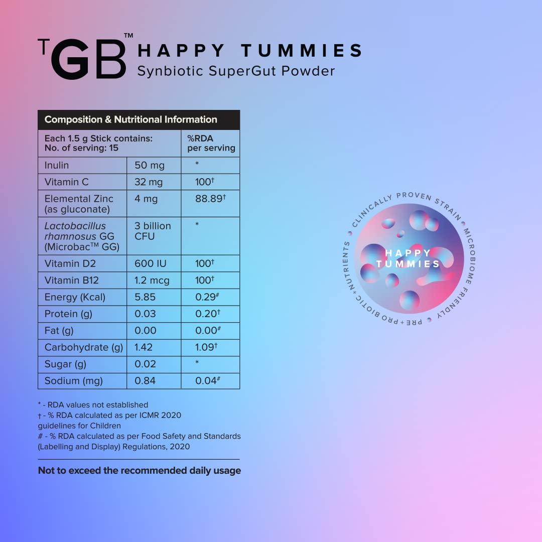 The Good Bug Happy Tummies Supergut Strawberry Flavour Powder, 1.5gm x 15 Sachets, Pack of 1 The Good Bug Happy Tummies Supergut Strawberry Flavour Powder, 1.5gm x 15 Sachets, Pack of 1