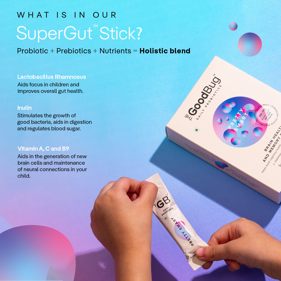 The Good Bug Pretty Smart Supergut Vanilla Flavour Powder, 2gm x 15 Sachets, Pack of 1 The Good Bug Pretty Smart Supergut Vanilla Flavour Powder, 2gm x 15 Sachets, Pack of 1