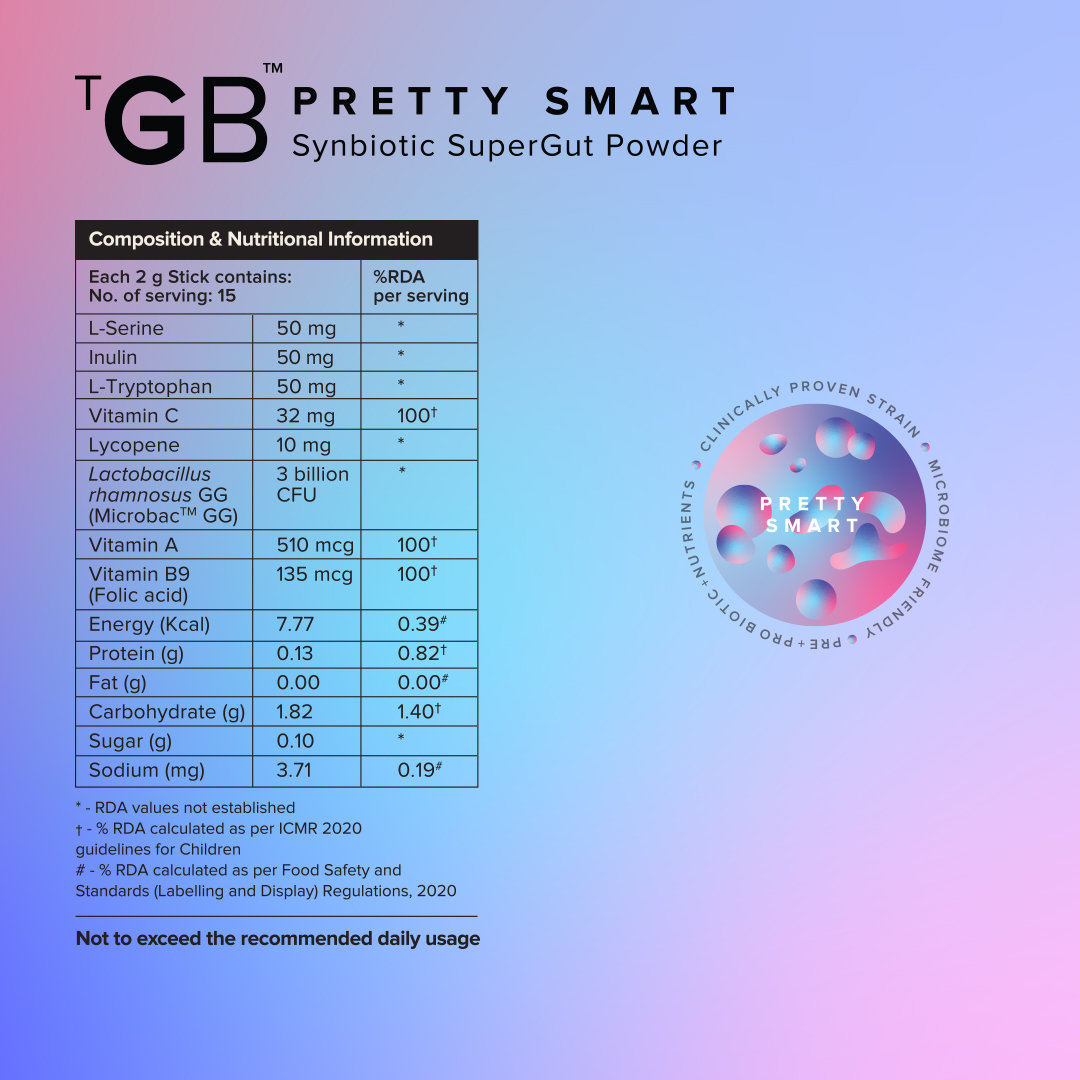 The Good Bug Pretty Smart Supergut Vanilla Flavour Powder, 2gm x 15 Sachets, Pack of 1 The Good Bug Pretty Smart Supergut Vanilla Flavour Powder, 2gm x 15 Sachets, Pack of 1
