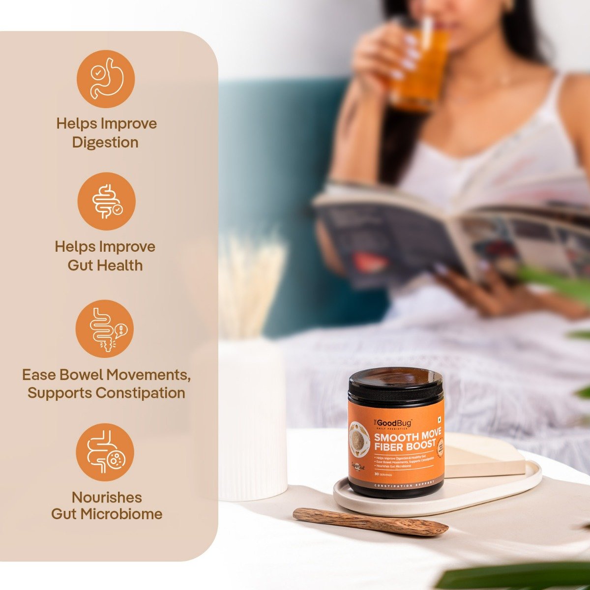 The Good Bug Smooth Move Fiber Boost Powder, 270 gm, Pack of 1 The Good Bug Smooth Move Fiber Boost Powder, 270 gm, Pack of 1