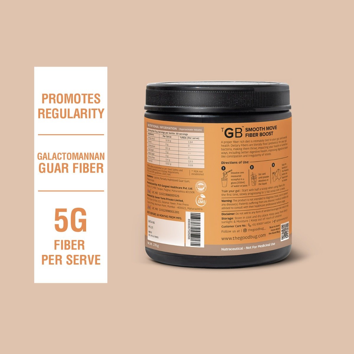 The Good Bug Smooth Move Fiber Boost Powder, 270 gm, Pack of 1 The Good Bug Smooth Move Fiber Boost Powder, 270 gm, Pack of 1