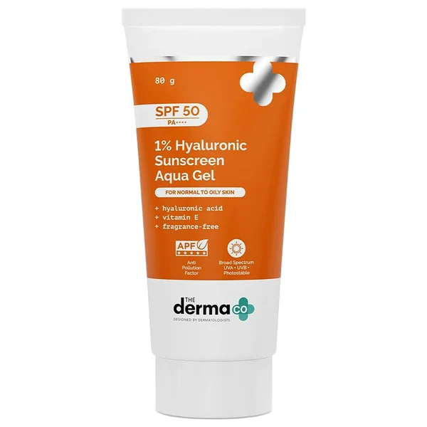 The Derma Co 1% Hyaluronic SPF 50 PA++ Aqua Gel, 80 gm