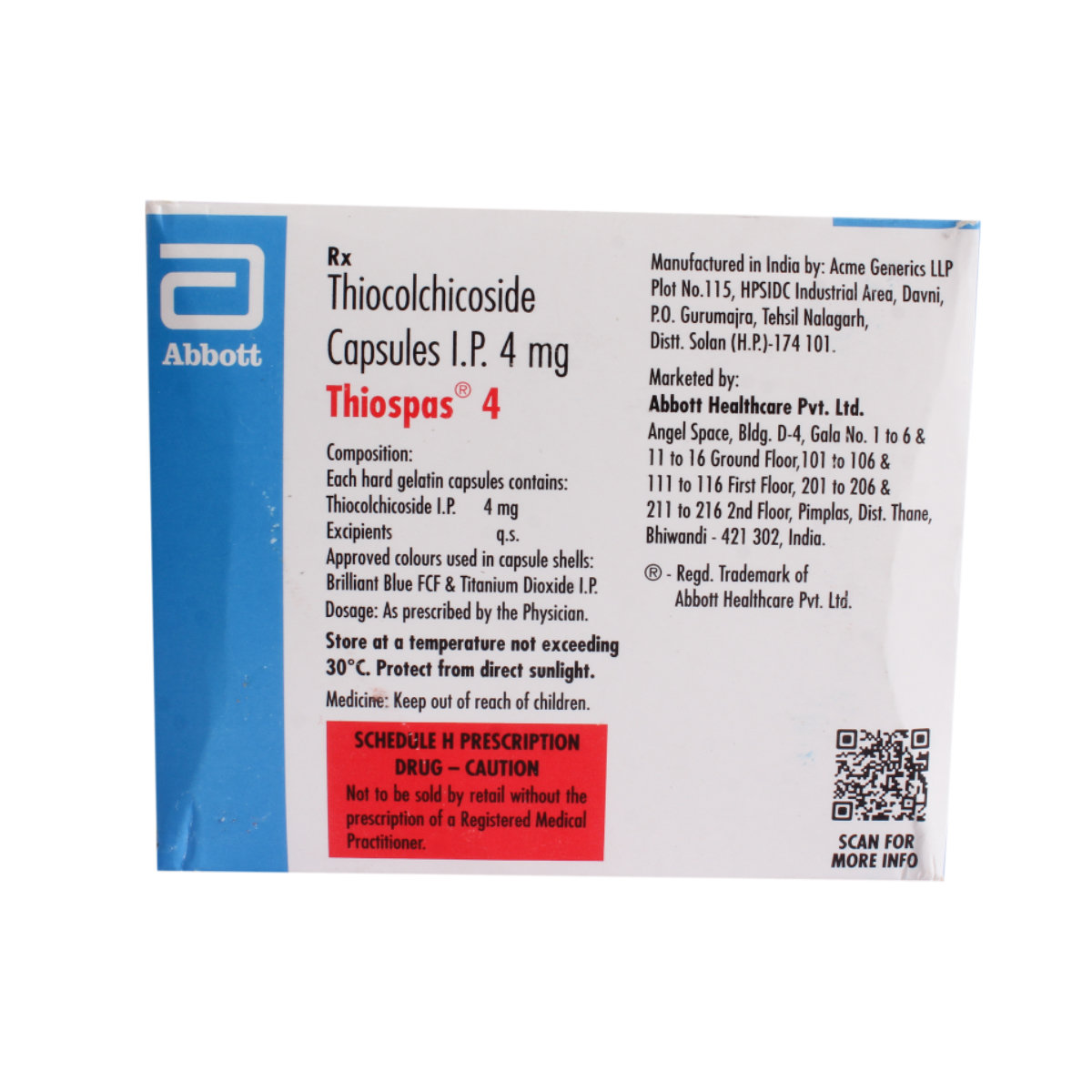 Thiospas 4 Capsule 15's, Pack of 15 CapsuleS Thiospas 4 Capsule 15's, Pack of 15 CapsuleS