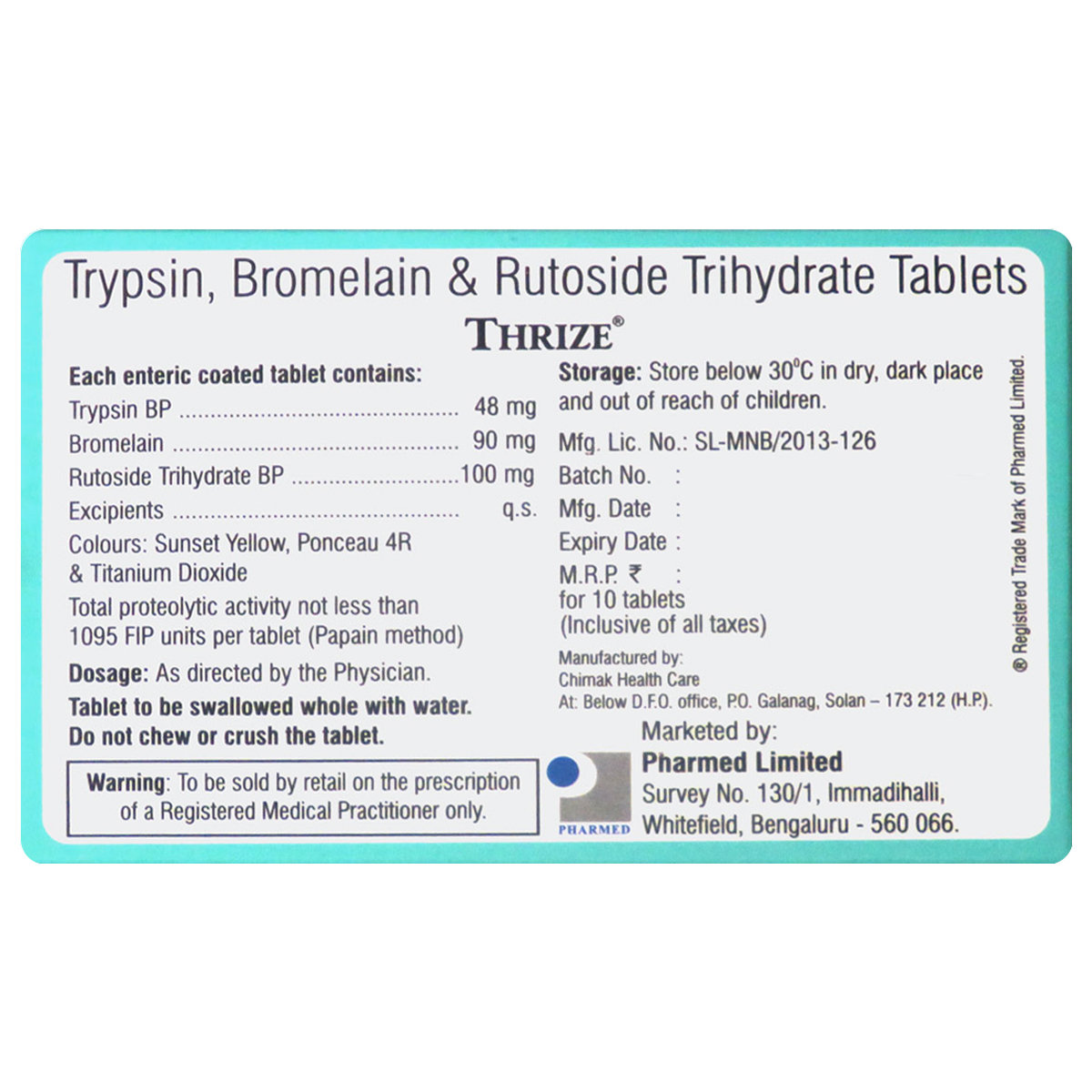 Thrize Tablet 10's, Pack of 10 Thrize Tablet 10's, Pack of 10