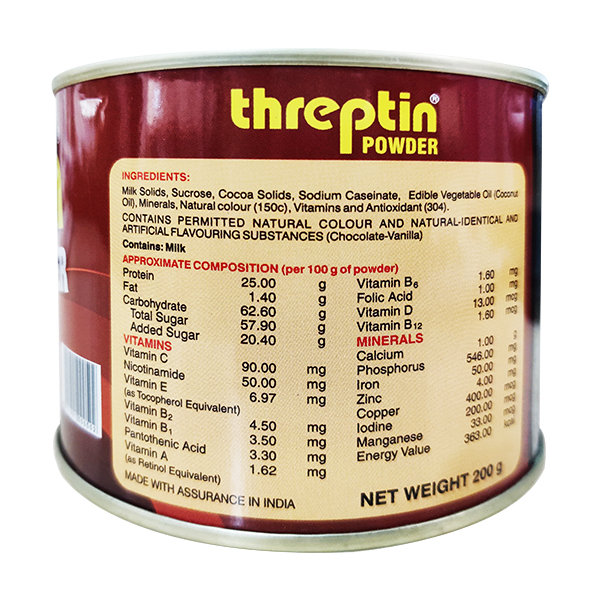 Threptin Chocolate Flavour Powder, 200 gm Tin, Pack of 1 Threptin Chocolate Flavour Powder, 200 gm Tin, Pack of 1