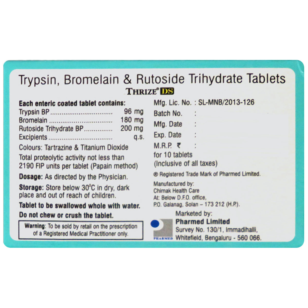 Thrize DS Tablet 10's, Pack of 10 Thrize DS Tablet 10's, Pack of 10