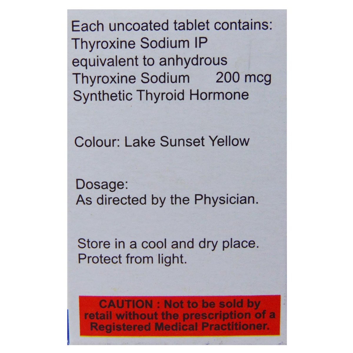 Thyrox 200 mcg Tablet 100's, Pack of 1 TABLET Thyrox 200 mcg Tablet 100's, Pack of 1 TABLET