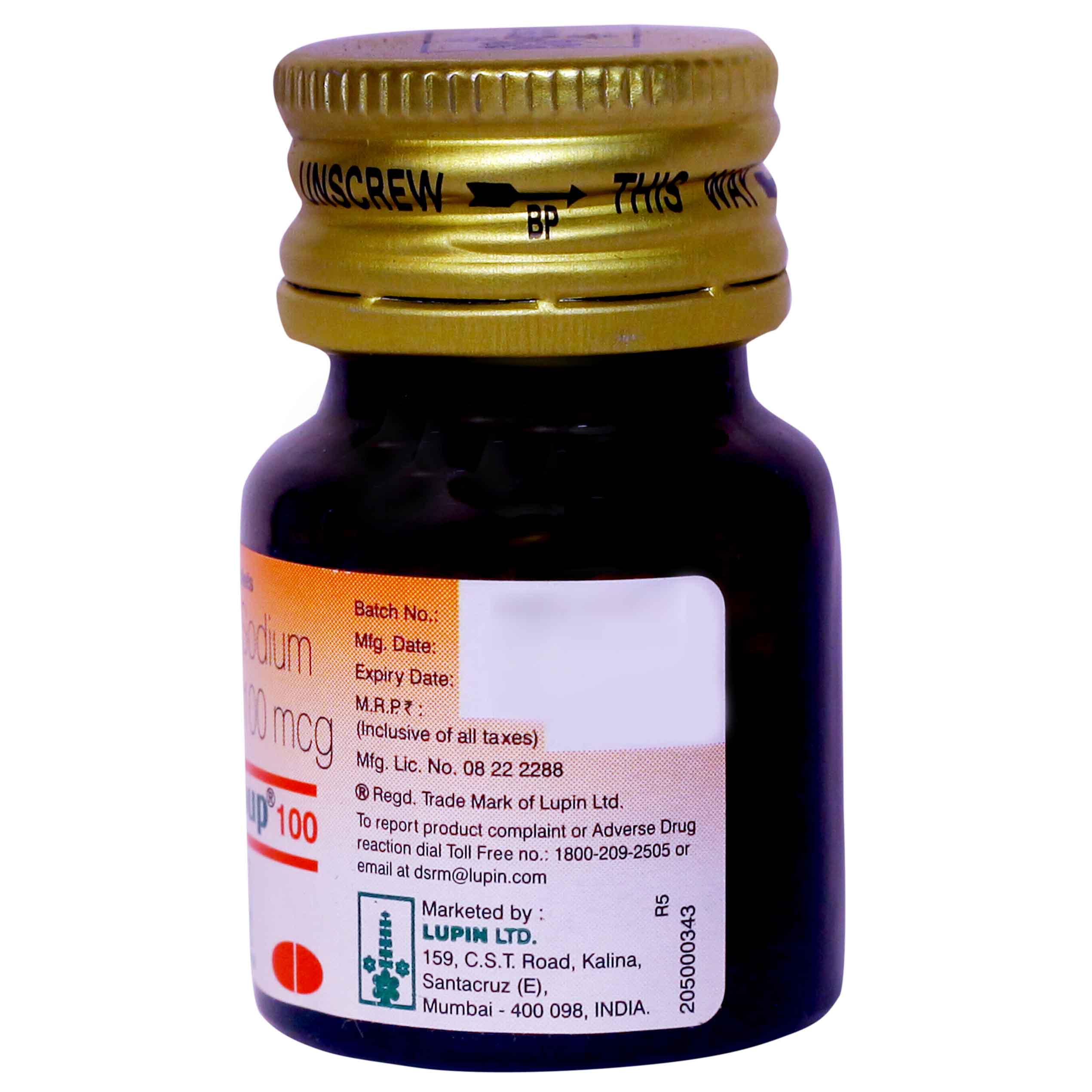 Thyroup 100 mcg Tablet 100's, Pack of 1 TABLET Thyroup 100 mcg Tablet 100's, Pack of 1 TABLET