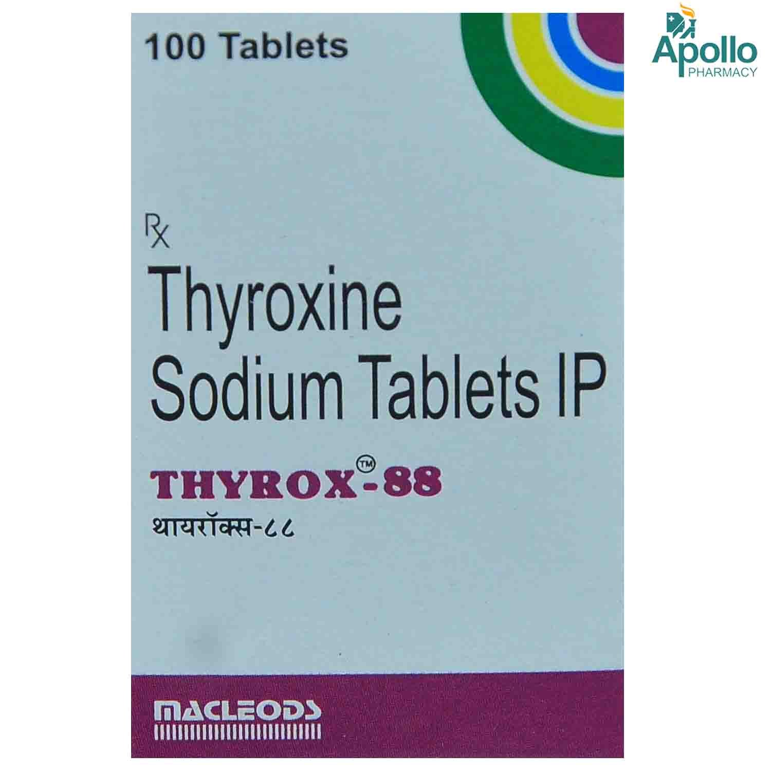 Thyrox 88 Tablet 100's, Pack of 1 TABLET Thyrox 88 Tablet 100's, Pack of 1 TABLET