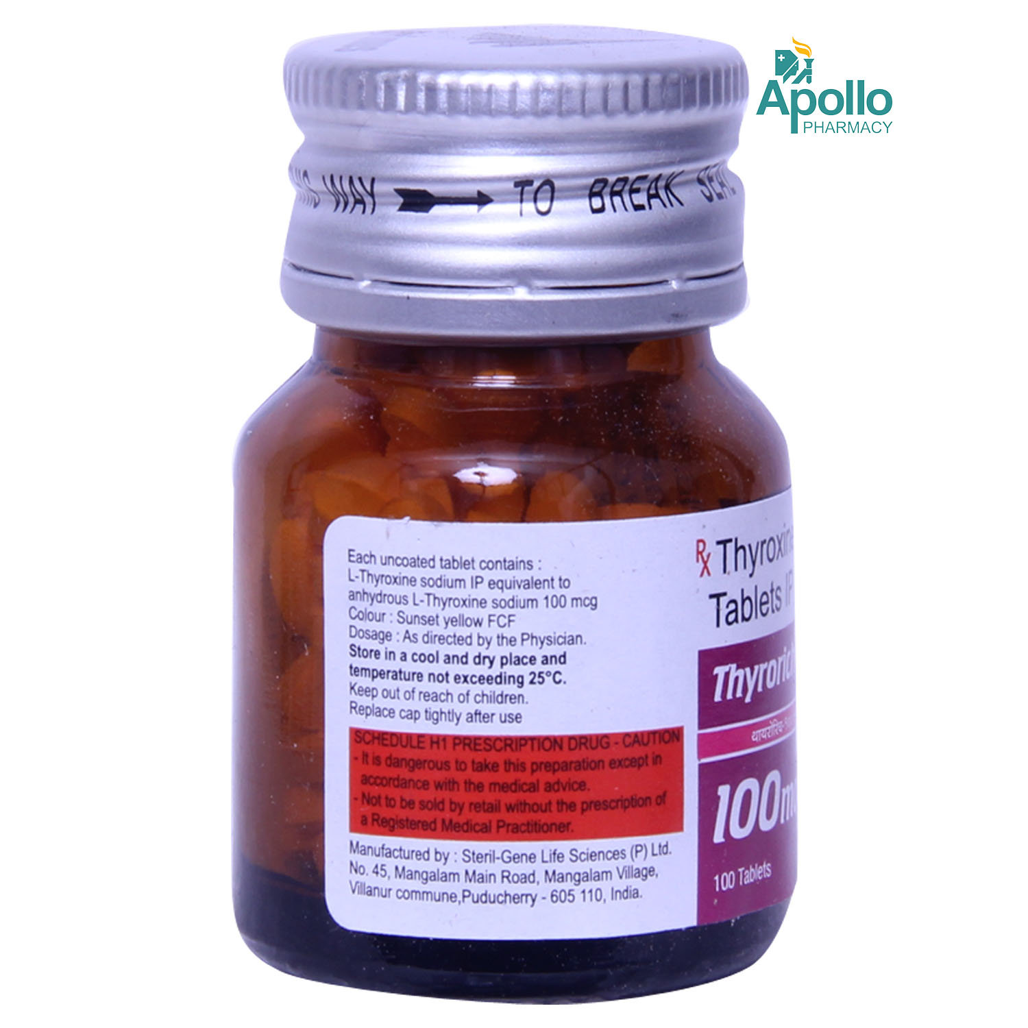 Thyrorich 100mcg Tablet 100's, Pack of 1 TABLET Thyrorich 100mcg Tablet 100's, Pack of 1 TABLET