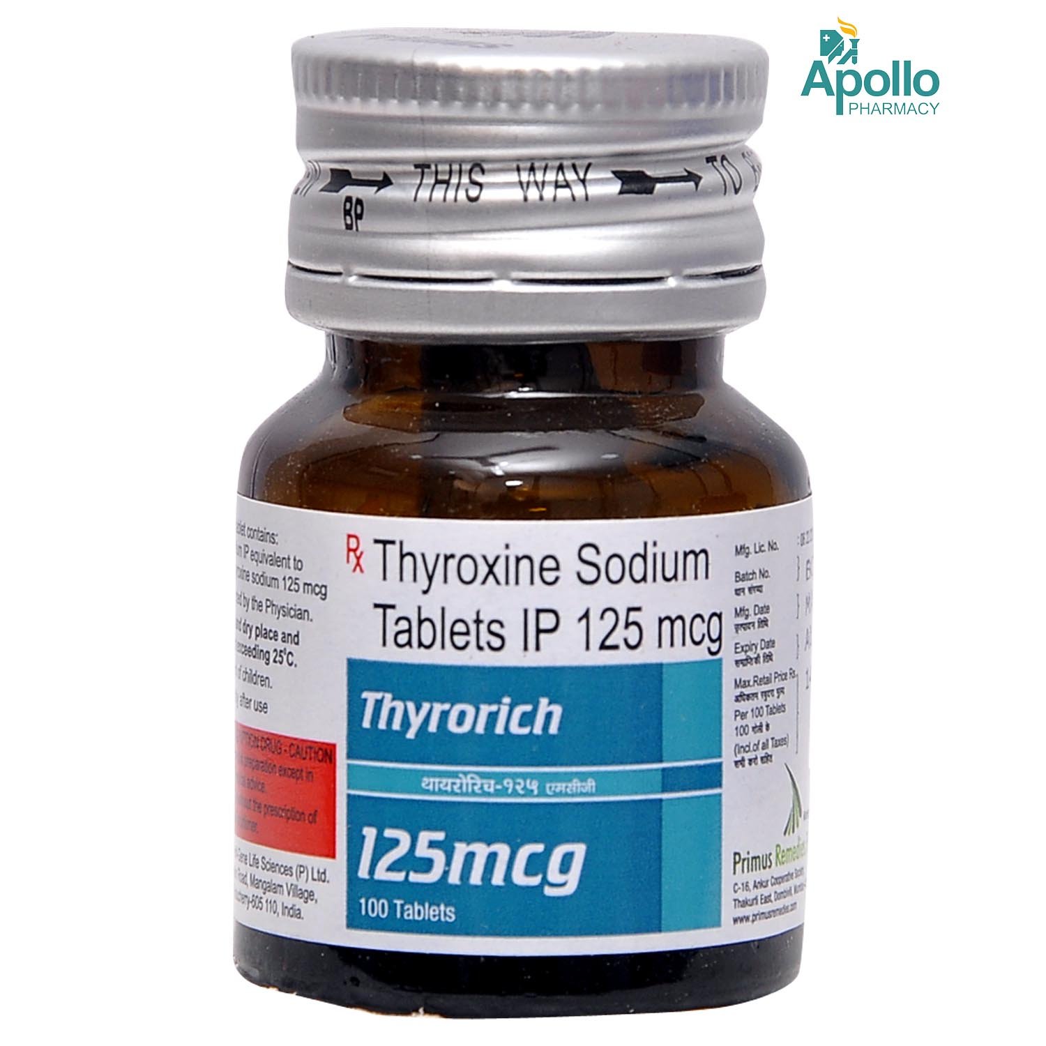 Thyrorich 125 Tablet 100's, Pack of 1 TABLET Thyrorich 125 Tablet 100's, Pack of 1 TABLET