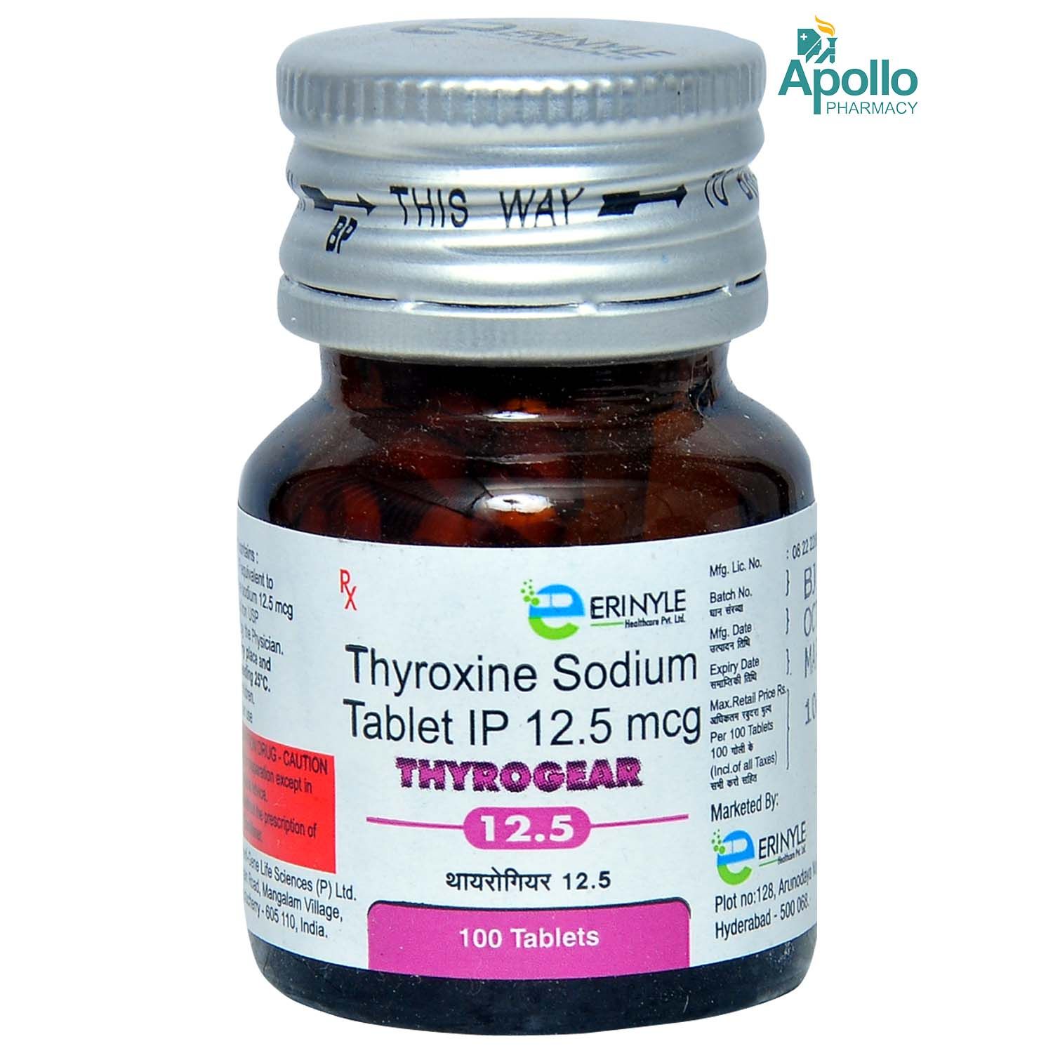 Buy THYROGEAR 12.5MCG TABLET 100'S Online