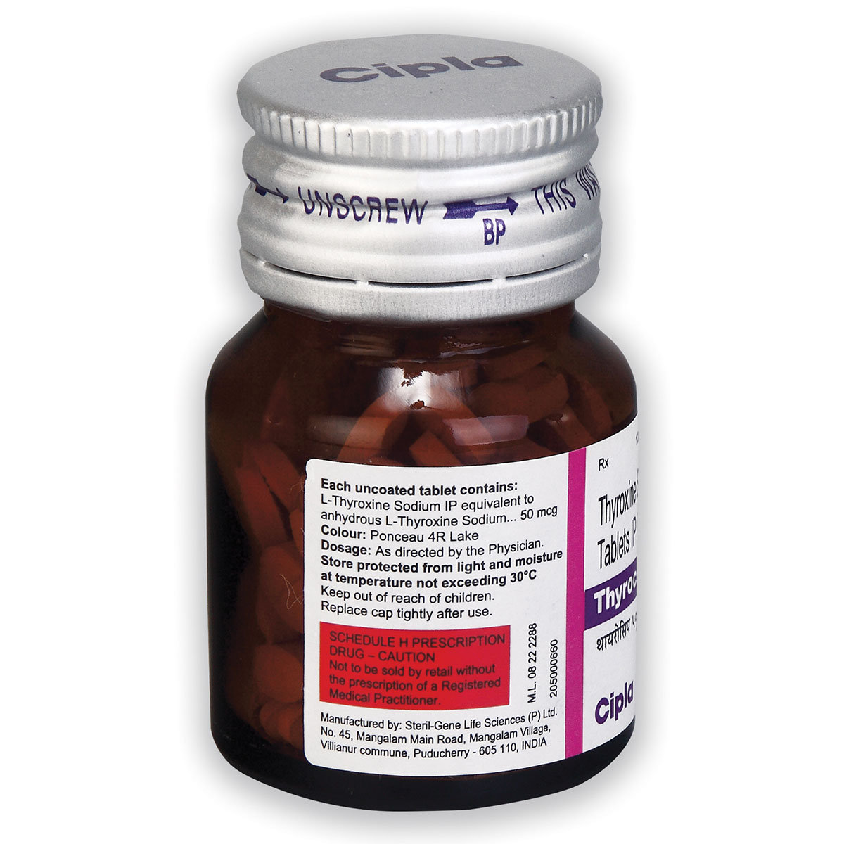 Thyrocip 50 Tablet 120's, Pack of 1 TABLET Thyrocip 50 Tablet 120's, Pack of 1 TABLET