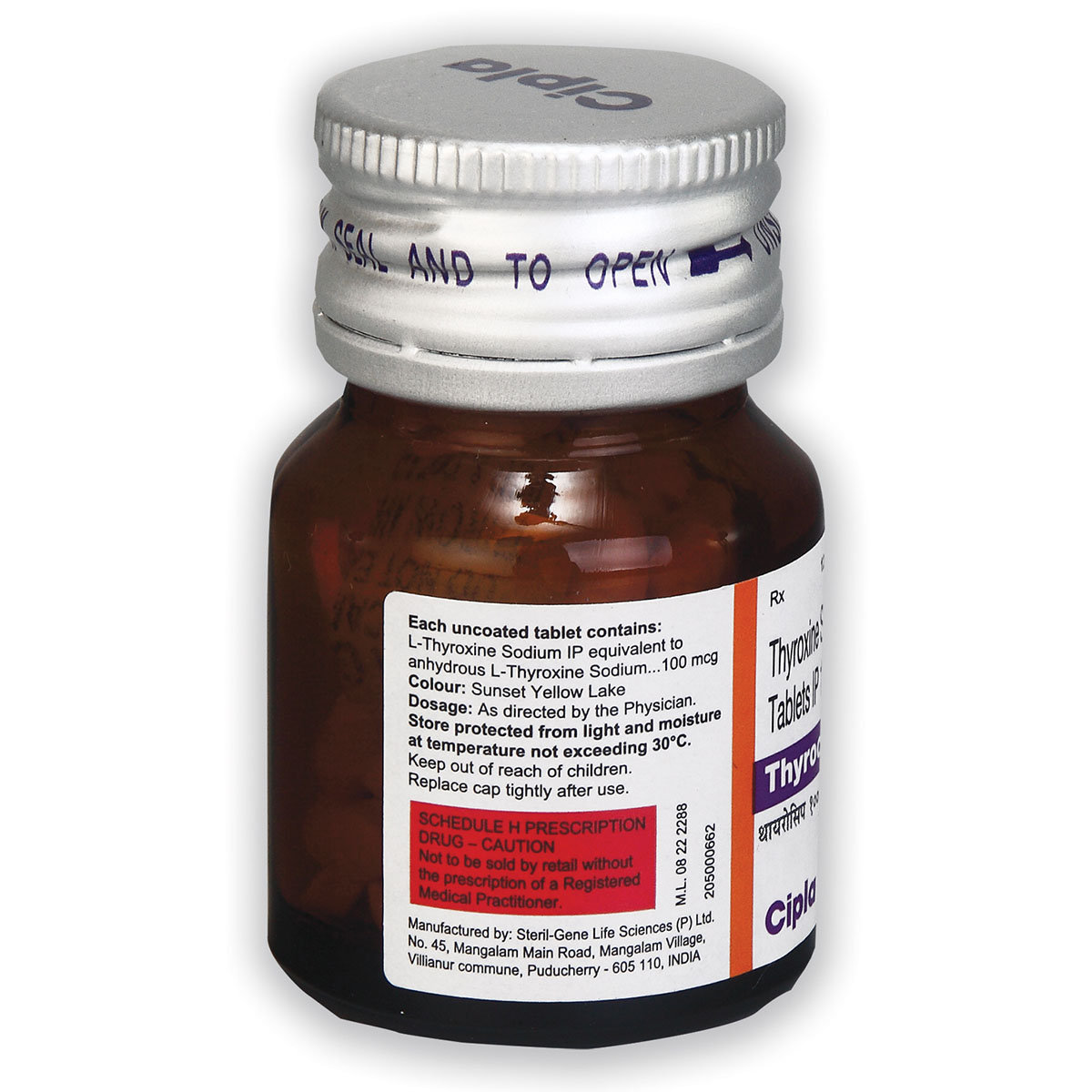 Thyrocip 100 Tablet 120's, Pack of 1 TABLET Thyrocip 100 Tablet 120's, Pack of 1 TABLET