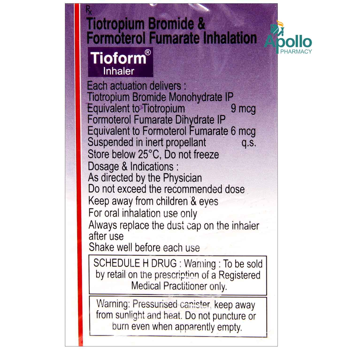 Tioform Inhaler 120 mdi, Pack of 1 INHALER Tioform Inhaler 120 mdi, Pack of 1 INHALER