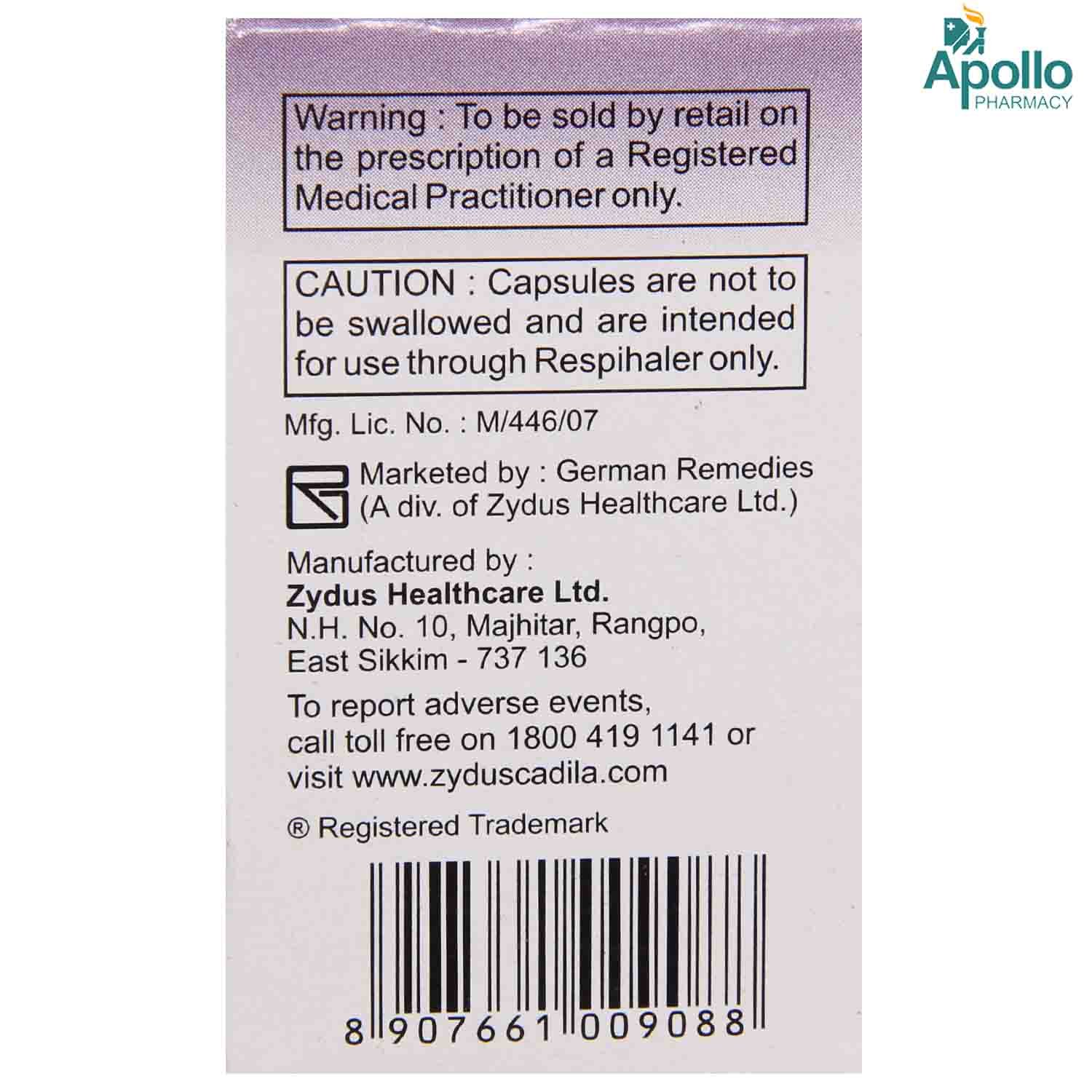 Tioform Respicaps 15's, Pack of 15 CAPSULES Tioform Respicaps 15's, Pack of 15 CAPSULES