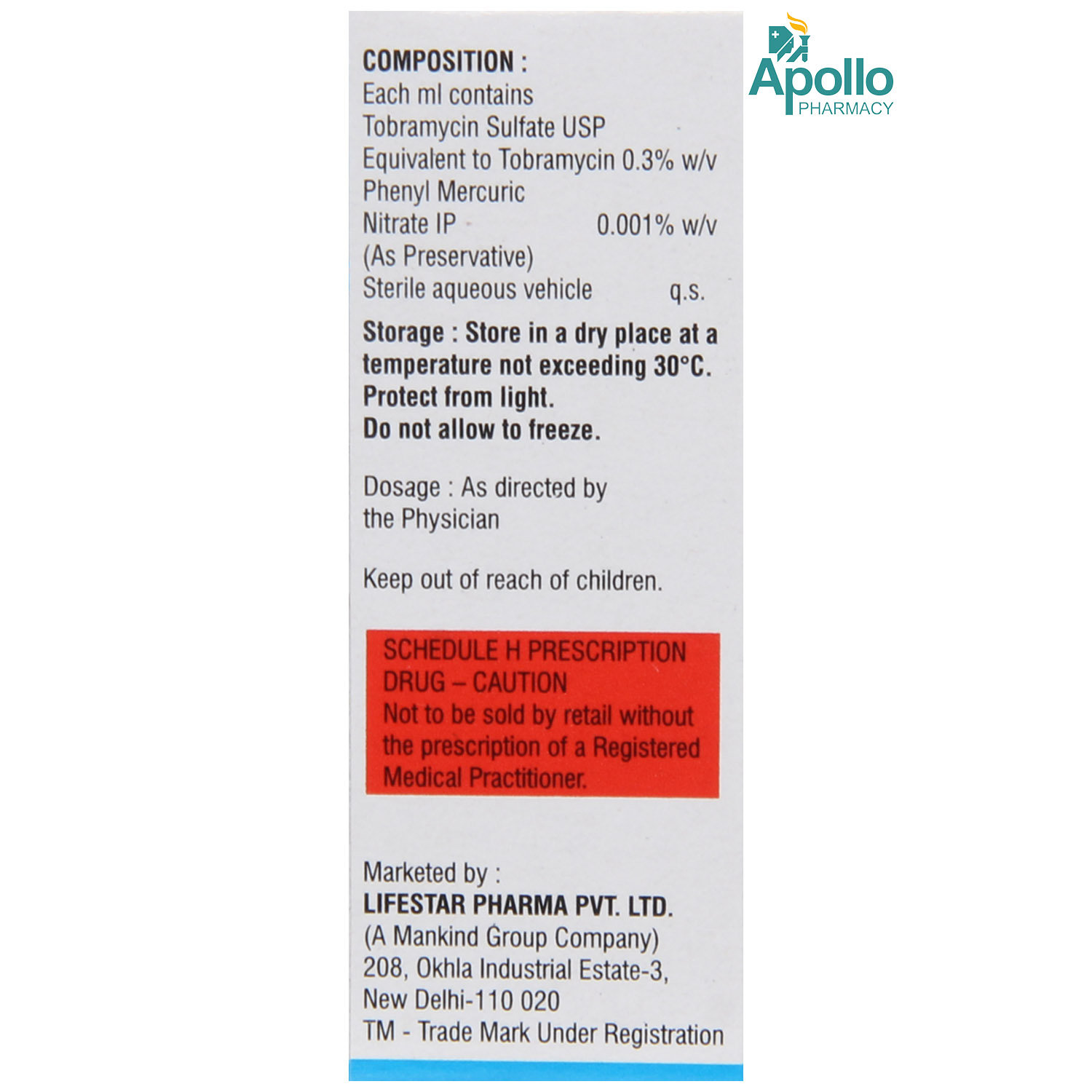 Tobastar Eye/Ear Drops 5 ml, Pack of 1 EYE/DROPS Tobastar Eye/Ear Drops 5 ml, Pack of 1 EYE/DROPS