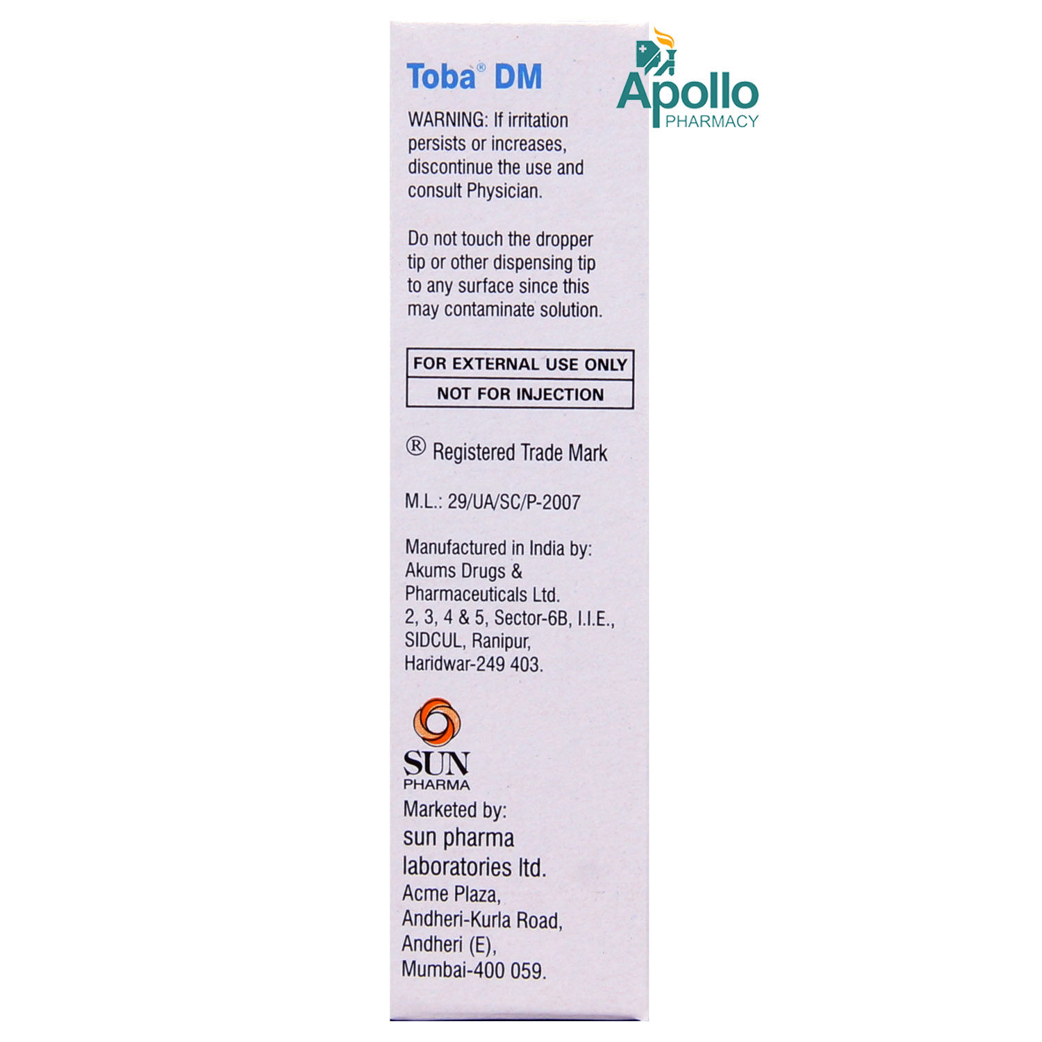 Toba DM Eye Drops 10 ml Price, Uses, Side Effects, Composition Apollo