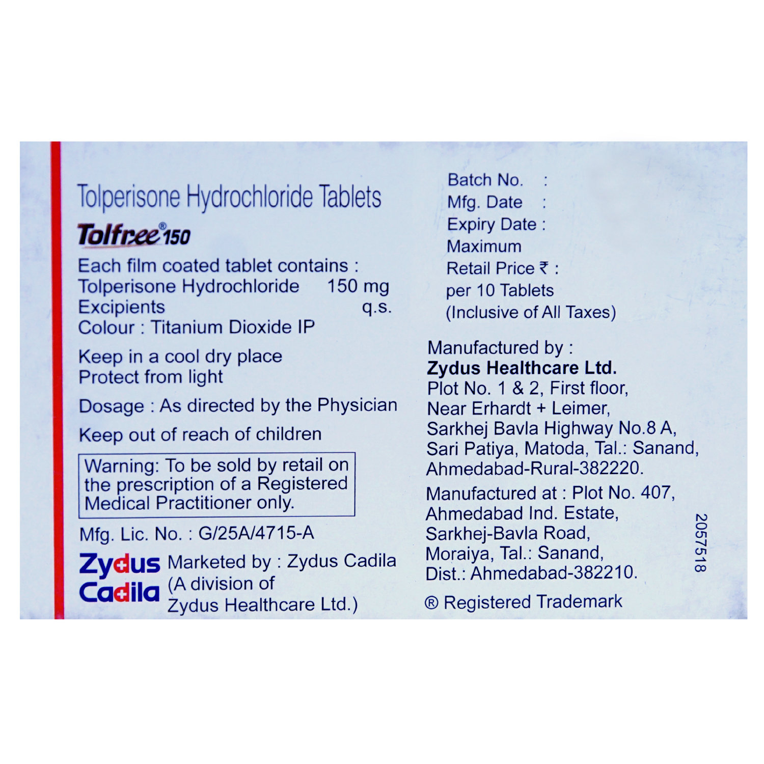 Tolfree 150 Tablet 10's, Pack of 10 TABLETS Tolfree 150 Tablet 10's, Pack of 10 TABLETS